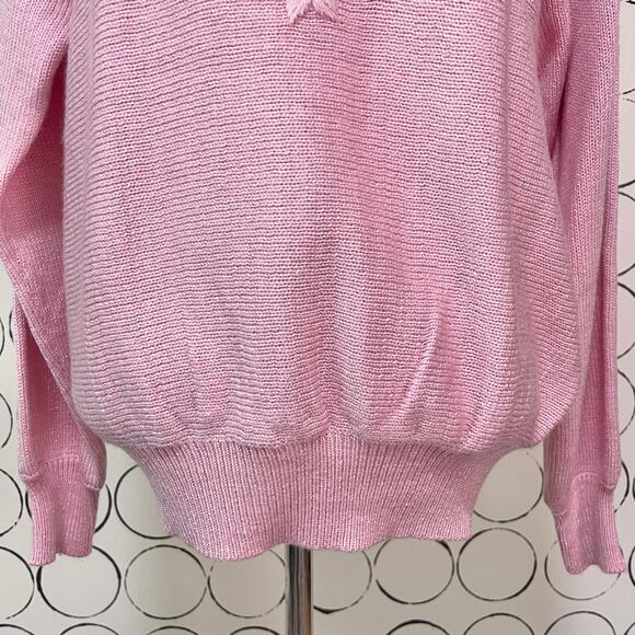 VTG Jaclyn Smith Womens Knit Sweater M Pastel Pink Beaded Coquette Floral Dainty - Picture 7 of 16